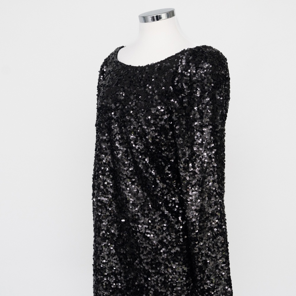 Sachin & Babi. Black Sequin Cowl Back Cameron Dress. - Picture 7 of 12